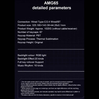 AULA-LEOBOG AMG65 Gasket Mechanical Keyboard, Tri-Mode Connectivity, LED Smart Dual Screen, Gasket Mount Structure, Compact 67 keys, Fully Hot-Swappable Keys, Premium Build & Design