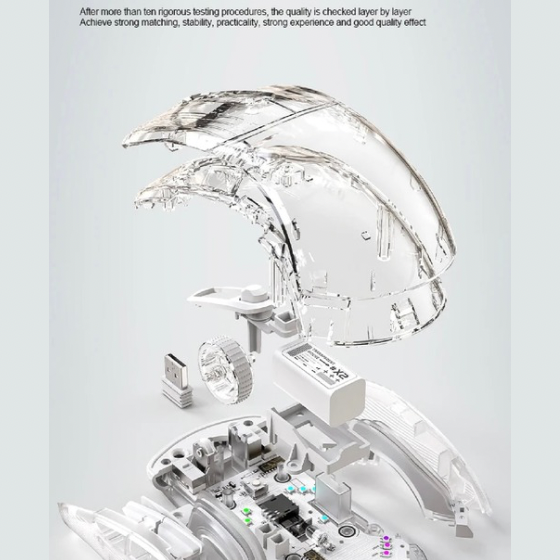 Attack Shark X2 Mouse, Completely Transparent Design, Mute Operation, Adjustable DPI: 5-speed DP, Triple-Mode Connectivity, Original Phase 3212 Sensor, Long-Lasting Battery Life, Ergonomic Design