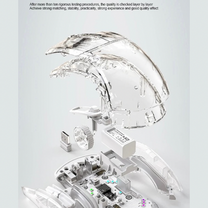 Attack Shark X2 Mouse, Completely Transparent Design, Mute Operation, Adjustable DPI: 5-speed DP, Triple-Mode Connectivity, Original Phase 3212 Sensor, Long-Lasting Battery Life, Ergonomic Design