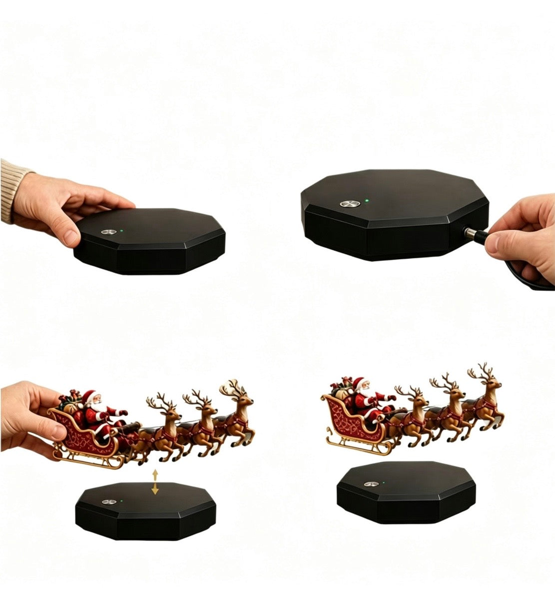Christmas Santa Electromagnetic Flying Sleigh Festive Decoration