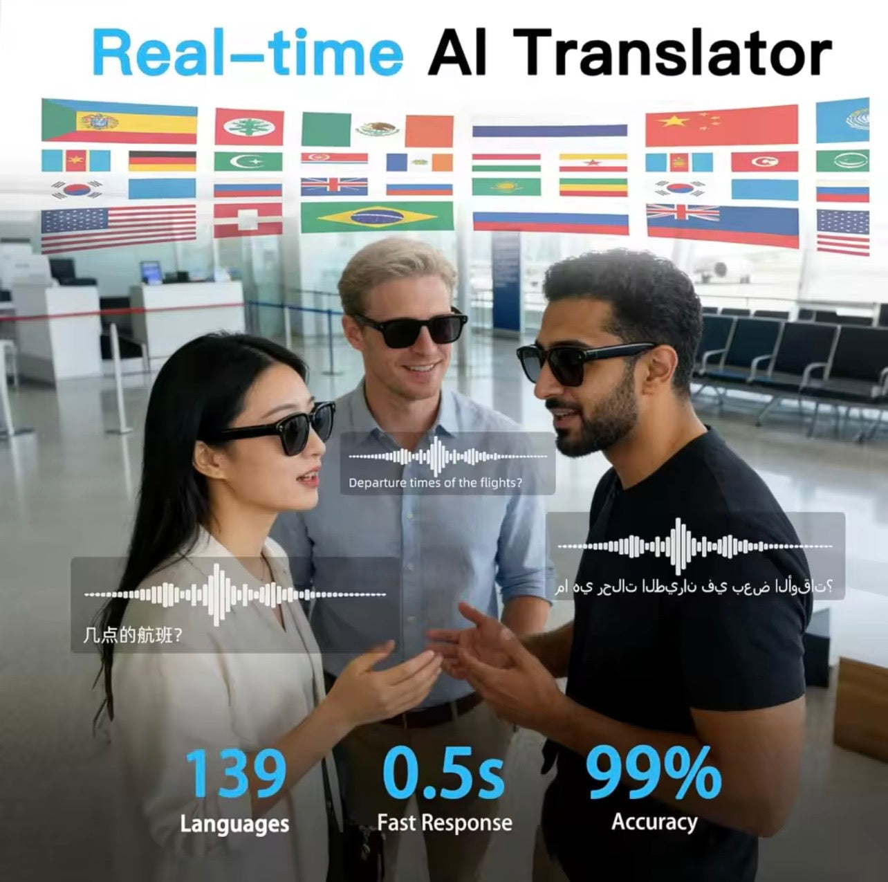 Smart Glasses Electrochromic Lenses 8MP Camera AI