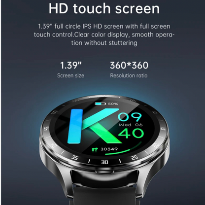 Smart Watch,1.39” Full-Touch HD Display with Built-in Wireless Earbuds, 📞 Bluetooth Calling (Dial Answer Reject)| 🩺 Heart Rate Monitoring| 📷 Shake to Take Photo| 🔔 Call & Message Alerts,Long life battery up to 7 days,Compatible with IOS & Android