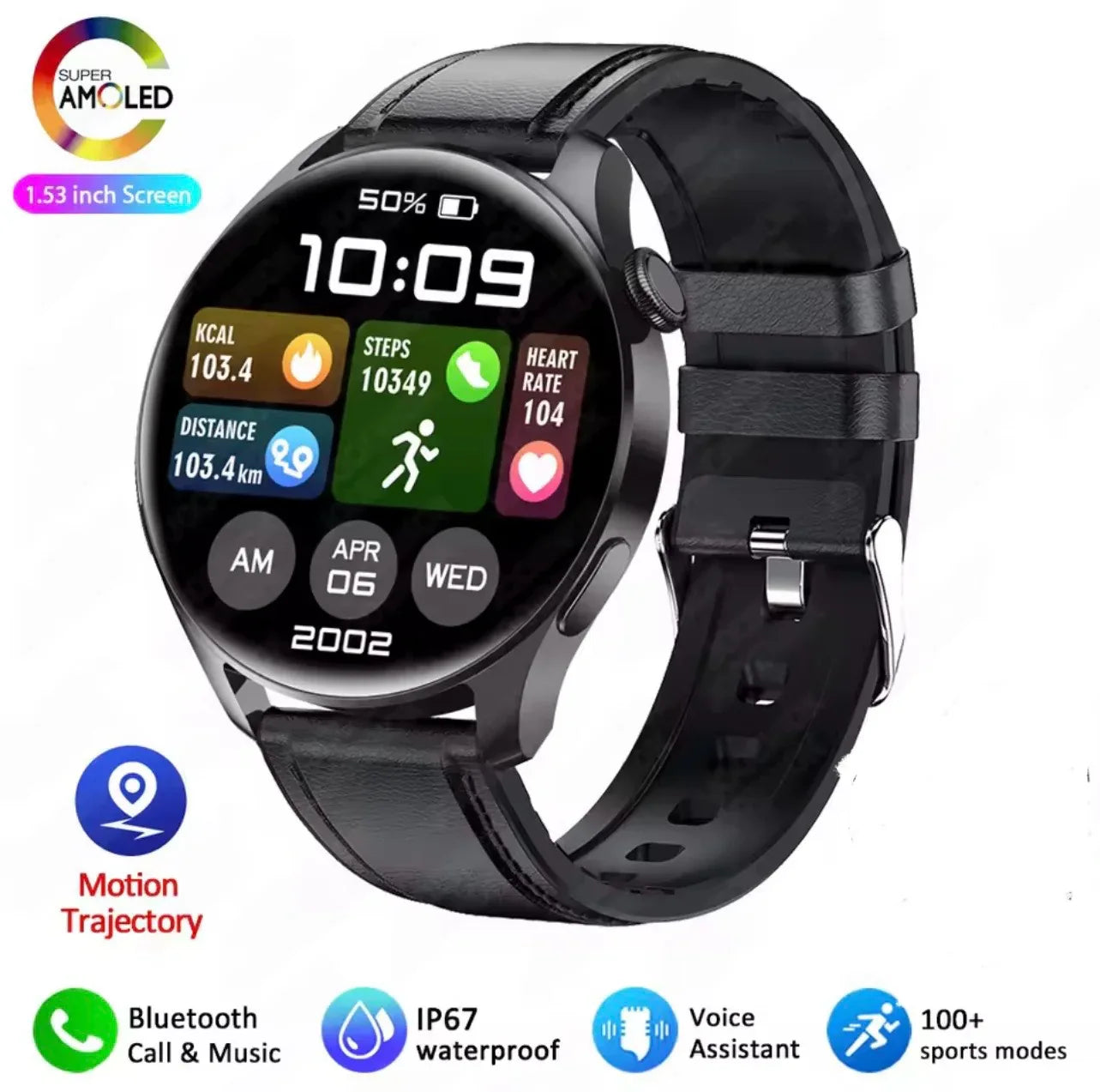Fashion Smart Watch for Men and Women with AMOLED Screen, Bluetooth Calling, Heart Rate Monitoring, and More - ZeeTec Store