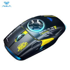 AULA H530 Mouse, RGB Fidget Spinner, 4-Mode Connectivity,  Built-in Gyro Sensor, Rechargeable Battery + Fast Charging, RGB Lighting Effects, Silent Click Technology