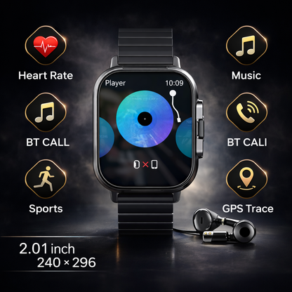 Smart Watch with Built-in Earbuds HD Display, Health Monitoring, Bluetooth Call, GPS, Health and Fitness Monitor