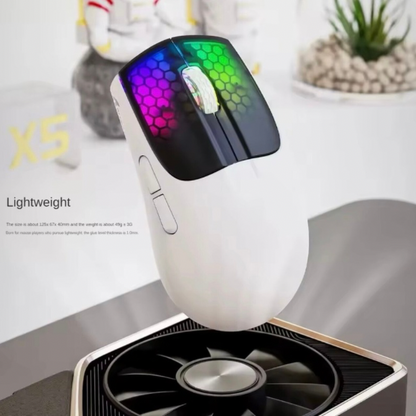Attack Shark X5 Gaming Mouse, Tri-Mode Connection, High-Precision PAW3212 Sensor, Dynamic RGB Lighting Effects, Ergonomic & Comfortable Design, Mute Buttons & LED Display, Fast & Reliable Wireless – 30 IPS speed