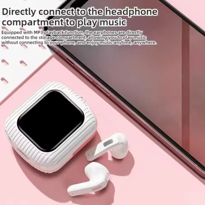 Wireless Earbuds, Smart touch control 1.83” Display Screen, Stereo & Advanced noise reduction technology, Support voice commands - Plug in cards for mp3 play - Remote photography control - Multi Language, Battery 120H Stand By