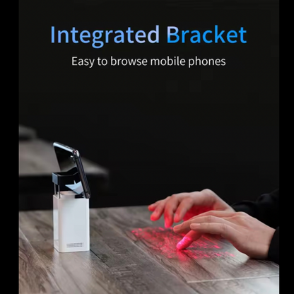 WIRELESS VIRTUAL LASER KEYBOARD,Universal compatible all OS Bluetooth,Two Models: White & Black,White: Phone bracket/power bank/usb/Keyboard/Mouse/6H use,Black: Keyboard/Mouse/2H use,Projection size:10cm*25cm