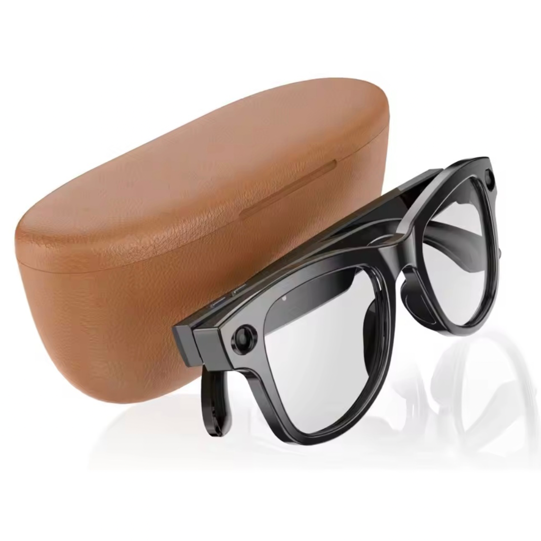 Smart AI Glasses with Built-in camera, charging Case and Light Changing Lenses