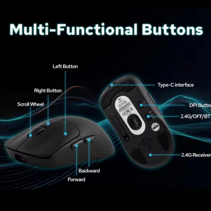 AULA SC680 Gaming Mouse, Triple-Mode (BT 2.4G Wired), Lightweight 58g Esports, Ultra-Fast Response, Ergonomic Design