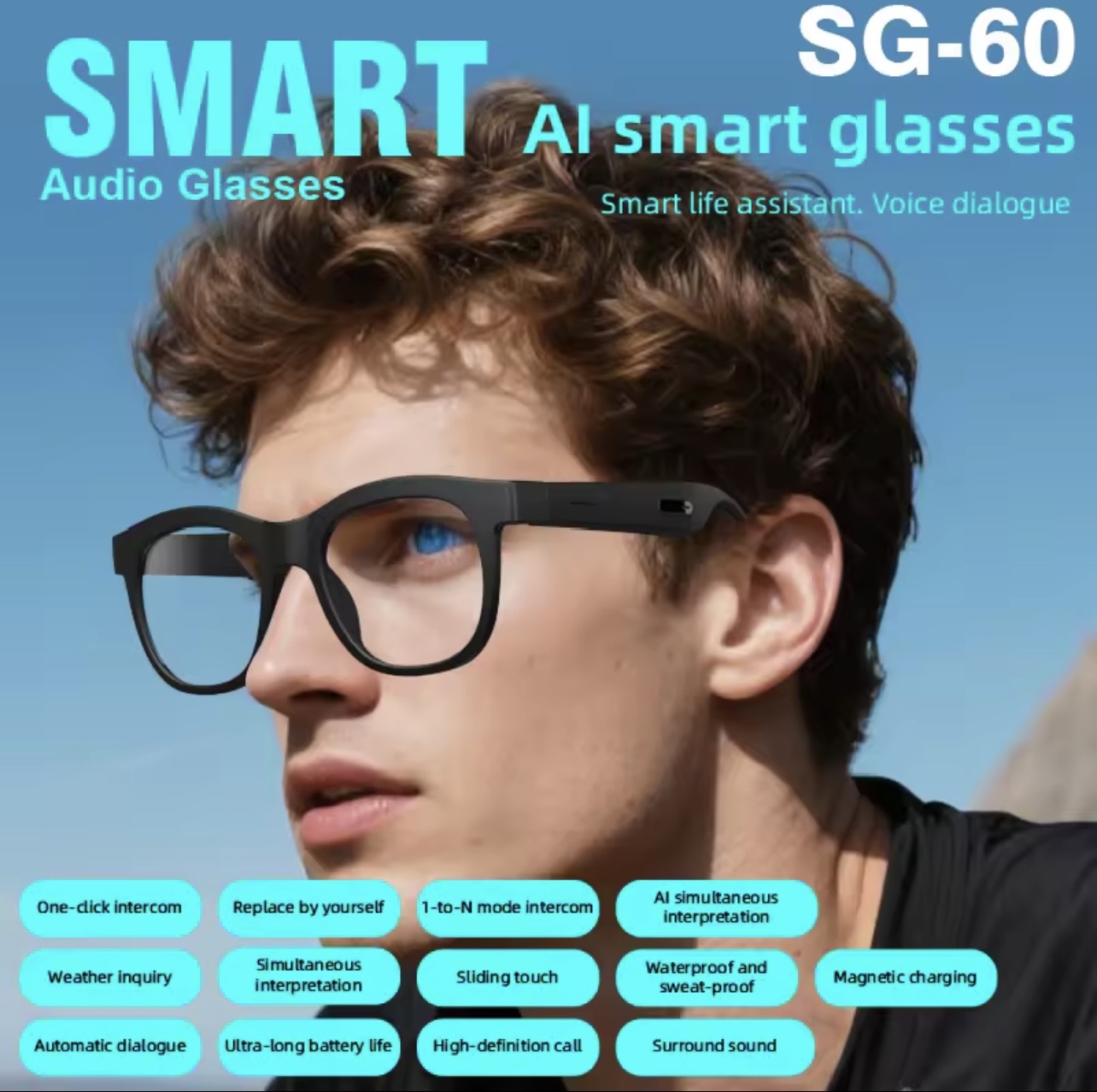 AI Smart Bluetooth Glasses with Camera & Translation