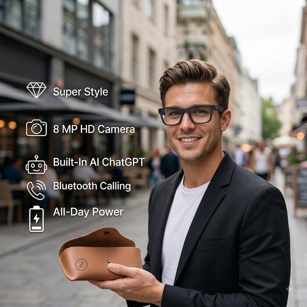 Smart AI Glasses with Built-in camera, charging Case and dual Lenses