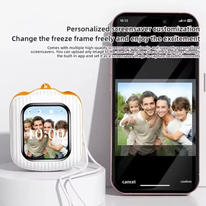 Wireless Earbuds, Smart touch control 1.83” Display Screen, Stereo & Advanced noise reduction technology, Support voice commands - Plug in cards for mp3 play - Remote photography control - Multi Language, Battery 120H Stand By