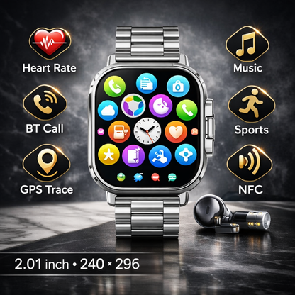 Smart Watch with Built-in Earbuds HD Display, Health Monitoring, Bluetooth Call, GPS, Health and Fitness Monitor