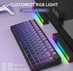 ATTACK SHARK X85 Mechanical Keyboard, Triple-mode connectivity, 75% ANSI Layout & Knob Design Gasket-mounted, Hot-swappable & Linear White Jade Switch, PBT Side-Printed Keycap & South-facing RGB