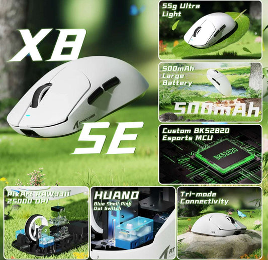 ATTACK SHARK X8 Series Tri-mode Lightweight Wireless Gaming Mouse