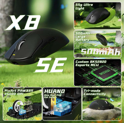 ATTACK SHARK X8 Series Tri-mode Lightweight Wireless Gaming Mouse