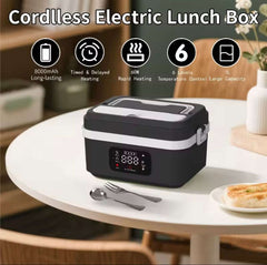 Smart Lunch Box, 1L Cordless Food Warmer, 8000mAh Battery, 6 Temperature Levels, Keep-Warm 15-20h