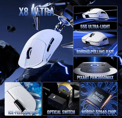 ATTACK SHARK X8 Series Tri-mode Lightweight Wireless Gaming Mouse