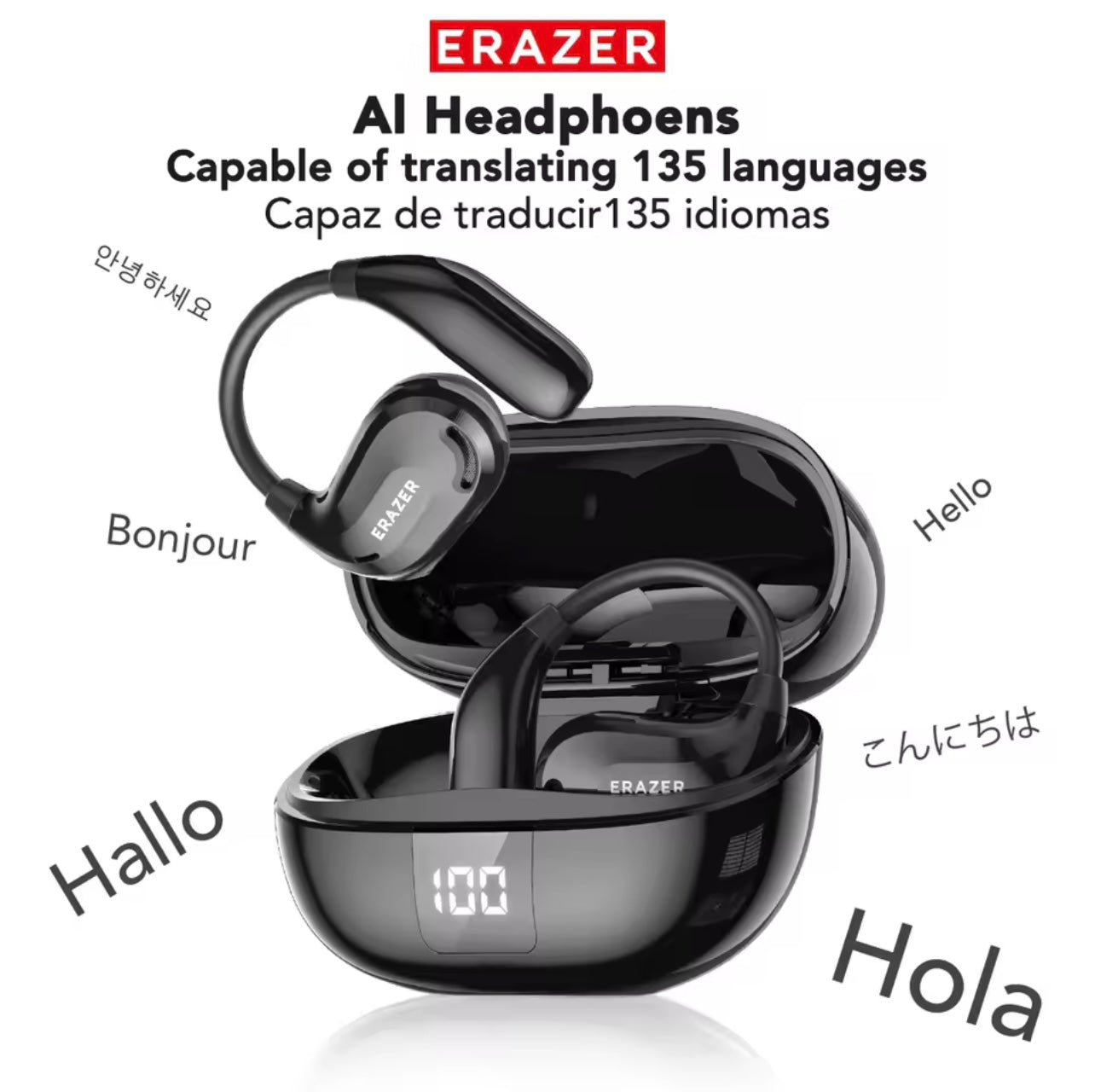 Erazer AI Translation Headset with Open-Ear Design