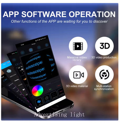 HOLOGRAM FAN PROJECTOR 3D,High Quality LED Lamp Beeds,Upload/Create/Display image or video in 3D,8GB TF Memory Card Included,Smart Control via App & Remote,Adjustable Brightness & Viewing Angle,Bonus: Massive 3D Ready Image Video Library