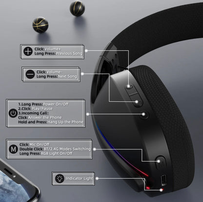 ATTACK SHARK L90 Foldable RGB Ultra-Light Tri-Mode Gaming Headset