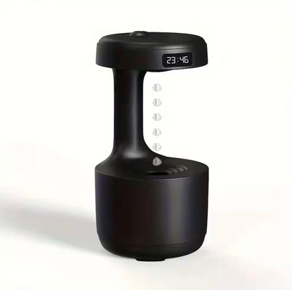 USB Anti-Gravity Humidifier with Clock & Night Light – Cool Mist Air Purifier and Mood Enhancer for Living Room, Bedroom & Office
