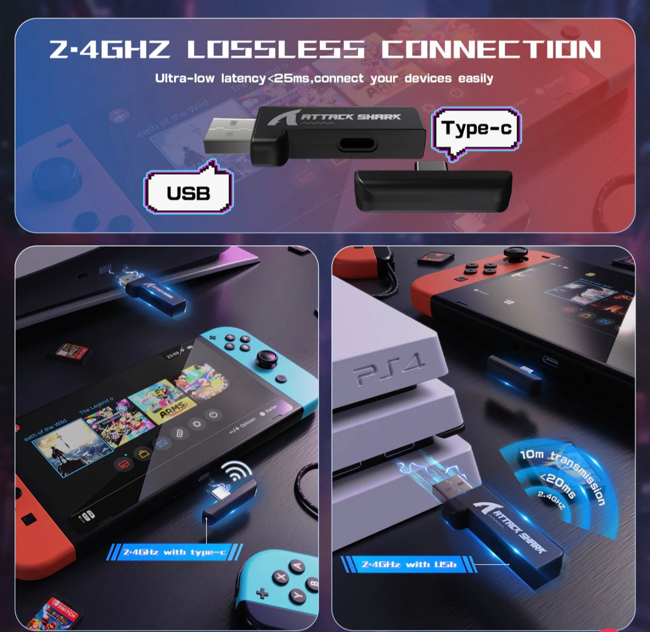 ATTACK SHARK L60 Ultra-Light Tri-Mode Gaming Headset