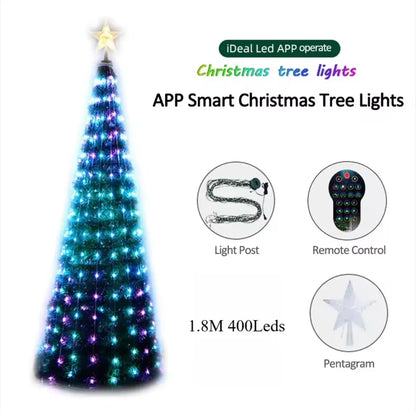 Smart RGB Christmas Tree Star Lights ,App control with DIY text and picture customize,Dynamic effects and multiple Built-in animation gallery Display, Music Rhythm Sync and Timer Function,400 LED with Ultra Bright Chips and Excellent PVC Wires, - ZeeTec Store