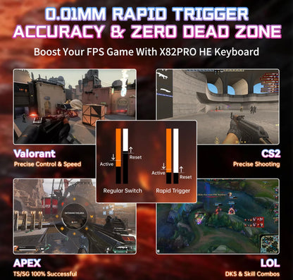 ATTACK SHARK X82PRO HE Wireless Rapid Trigger Gaming Keyboard Magnetic Switch