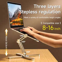 Foldable Laptop Stand with 360° Rotation – Aluminum Alloy Notebook & Tablet Holder