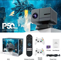 P50 MAX LED Gaming Projector, Native 1080P Full HD (1920x1080P) with 4K decoding support, 800 ANSI Lumens brightness,Projection size: 40–150 inches – perfect for home theater or gaming, Interfaces: USB x1 / HDMI x1 / Audio x1