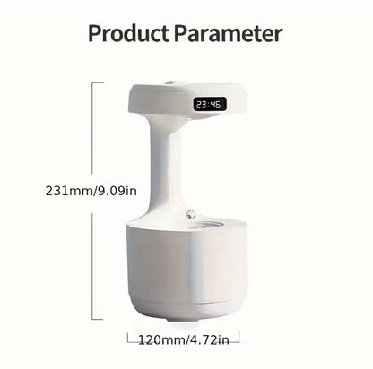 USB Anti-Gravity Humidifier with Clock & Night Light – Cool Mist Air Purifier and Mood Enhancer for Living Room, Bedroom & Office