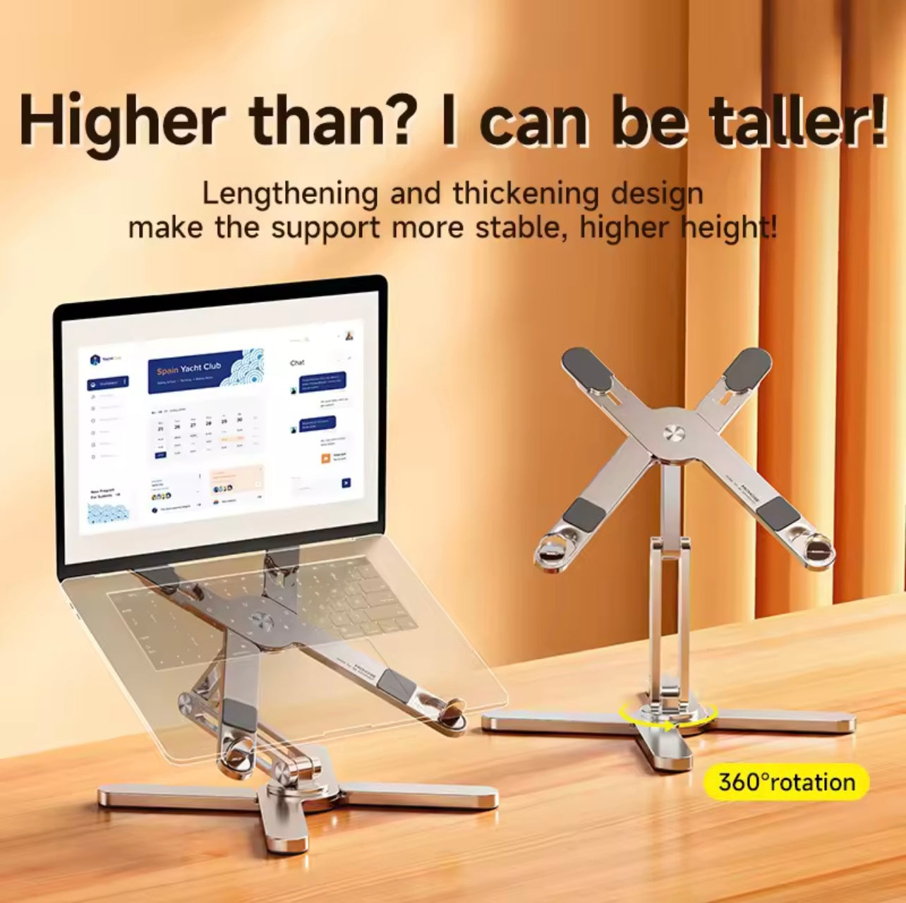 Foldable Laptop Stand with 360° Rotation – Aluminum Alloy Notebook & Tablet Holder