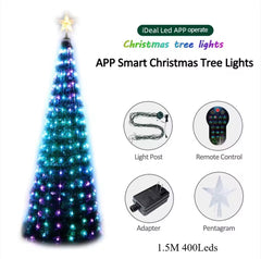 Smart RGB Christmas Tree Star Lights ,App control with DIY text and picture customize,Dynamic effects and multiple Built-in animation gallery Display, Music Rhythm Sync and Timer Function,400 LED with Ultra Bright Chips and Excellent PVC Wires,