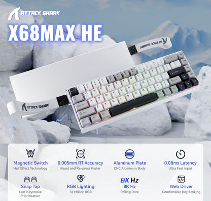 ATTACK SHARK X68MAX HE Rapid Trigger Aluminum Keyboard Magnetic Switch