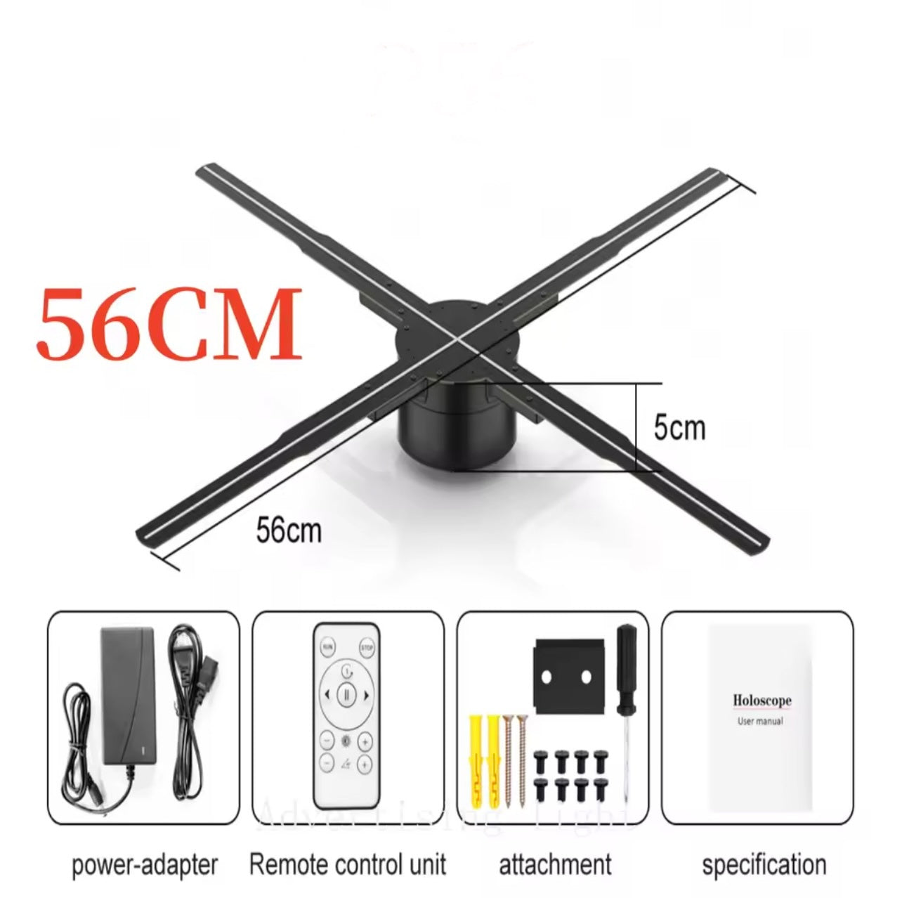 HOLOGRAM FAN PROJECTOR 3D,High Quality LED Lamp Beeds,Upload/Create/Display image or video in 3D,8GB TF Memory Card Included,Smart Control via App & Remote,Adjustable Brightness & Viewing Angle,Bonus: Massive 3D Ready Image Video Library