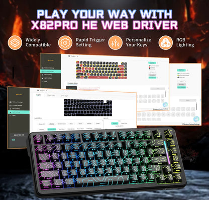 ATTACK SHARK X82PRO HE Wireless Rapid Trigger Gaming Keyboard Magnetic Switch