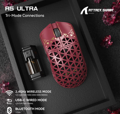 ATTACK SHARK R5 Ultra Carbon Fiber Wireless 8K PAW3950MAX Gaming Mouse