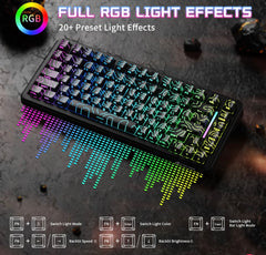 ATTACK SHARK X82PRO gaming keyboard, Tri-Mode Connection, 75% Layout, One Key Multiple Actions (DKS), 5000mAh long-lasting battery, 0.01mm RT Accuracy 8KHz Polling