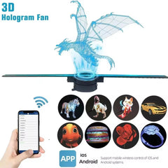 HOLOGRAM FAN PROJECTOR 3D HD, 42cm Display Diameter, High Resolution: 2000 X 224, 224 LED Lamp Beads, 16GB TF Memory Card Included, Smart Control via Multi-Function Remote, Adjustable Brightness & Viewing Angle