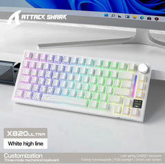 ATTACK SHARK X820Ultra, Tri-Mode Connectivity, 75% mechanical keyboard, Multi-Function TFT Smart Display & Control Knob, Upgraded Gasket-Mount Structure, Hot-Swappable & Single-Key Slotted PCB, Programmable RGB with South-Facing LED