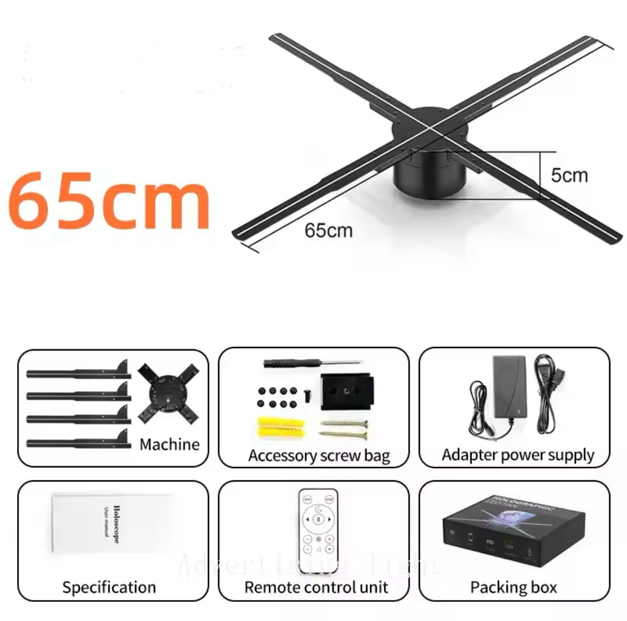 HOLOGRAM FAN PROJECTOR 3D,High Quality LED Lamp Beeds,Upload/Create/Display image or video in 3D,8GB TF Memory Card Included,Smart Control via App & Remote,Adjustable Brightness & Viewing Angle,Bonus: Massive 3D Ready Image Video Library