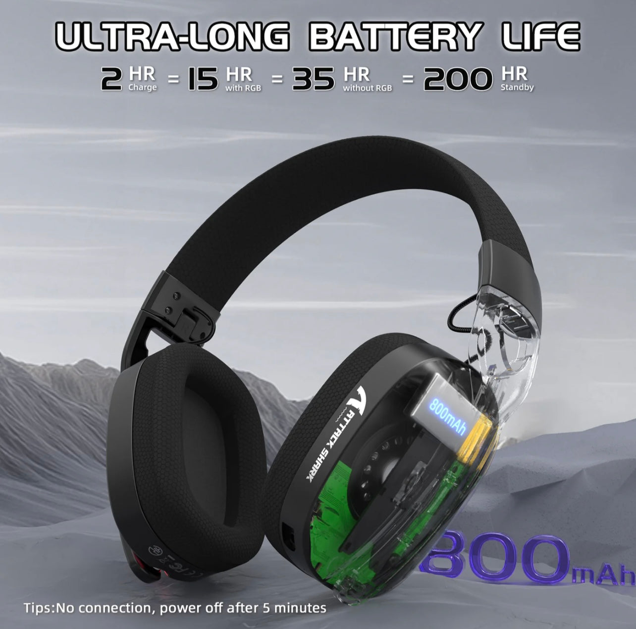 ATTACK SHARK L90 Foldable RGB Ultra-Light Tri-Mode Gaming Headset
