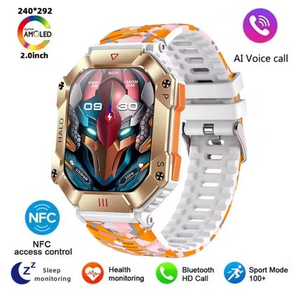Men’s Military Smartwatch with Bluetooth Call, Large Battery, Compass & Waterproof Sports Design – Outdoor Electronic Watch