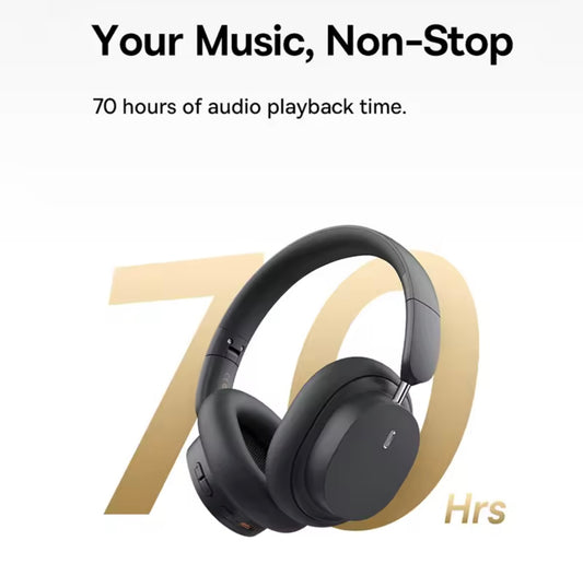 Baseus Bowie D05 Wireless Headphones – Bluetooth 5.3, 3D Spatial Audio, 40mm Drivers, Foldable Over-Ear Design, 70H Playtime
