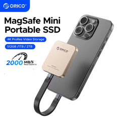 ORICO K20Mini Magnetic External SSD, Strong Magnetic Design, 4K 120fps ProRes HDR Recording, Ultra-Fast Transfer Speeds – 2000MB/s, For iPhone (15-16) Android phones Tablets