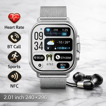 Smart Watch with Built-in Earbuds HD Display, Health Monitoring, Bluetooth Call, GPS, Health and Fitness Monitor
