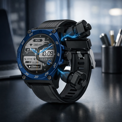 Smart Watch for Fitness Tracking and Daily Productivity With Built-in TWS Earbuds