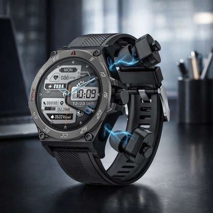 Smart Watch for Fitness Tracking and Daily Productivity With Built-in TWS Earbuds